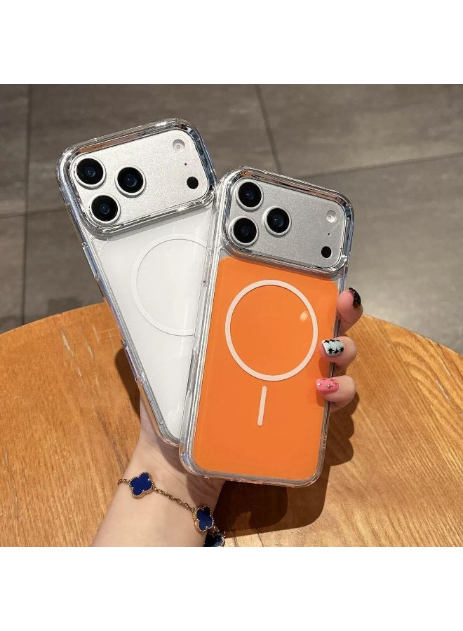 Ecosystem Magnetic Clear Case for iPhone 17 Pro Max, MagSafe Compatible Shockproof Transparent Phone Cover with Strong Magnetic Ring, Slim Protective Back Case (Clear Orange) - Image 3